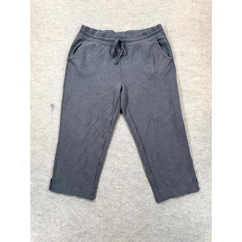 32 Degrees Capri Pants Womens Large Gray Drawstring Side Slit Everyday Wear
